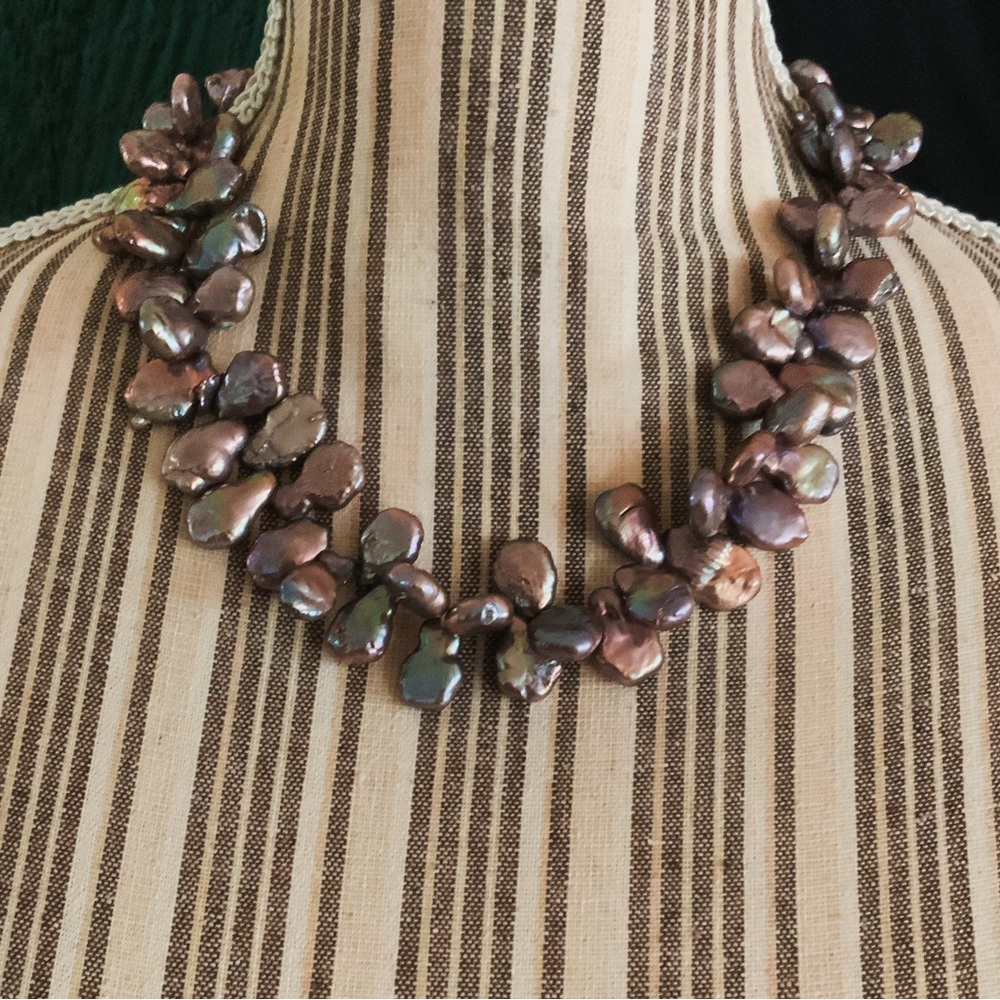 Peacock Purple Baroque Pearl Short Chunky Necklace Iridescent OOAK Rare Tahitian - Picture 9 of 16